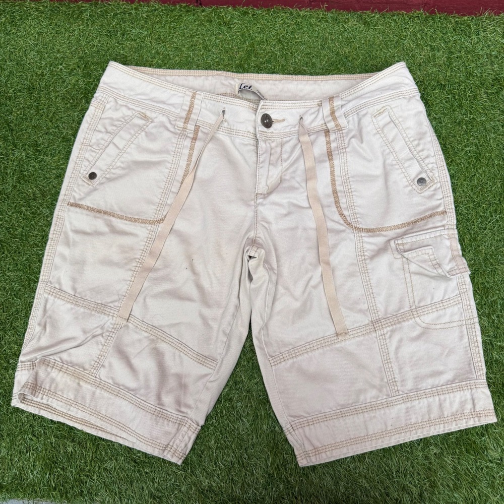 Lei Ashley Trouble Khaki Cargo Bermuda Shorts Juniors 13 Tan Cotton Y2K Utility